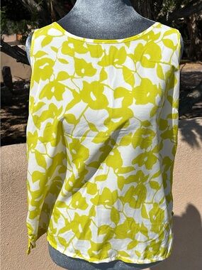 Ann Taylor Women’s Sleeveless Floral Print Shell Top - Yellow/White